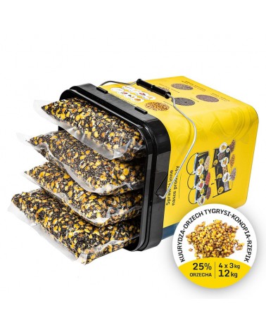 Mix Ziaren Carp Target Na Karpia Kukurydza Orzech Tygrysi Konopia Rzepik 12kg + Wiadro 17l