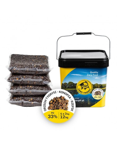 Mix Ziaren Carp Target Orzech Tygrysi Konopia Rzepik 12kg + Wiadro 17l