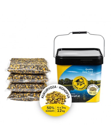 Mix Ziaren Carp Target Na Karpia Kukurydza Konopia 12kg + Wiadro 17l