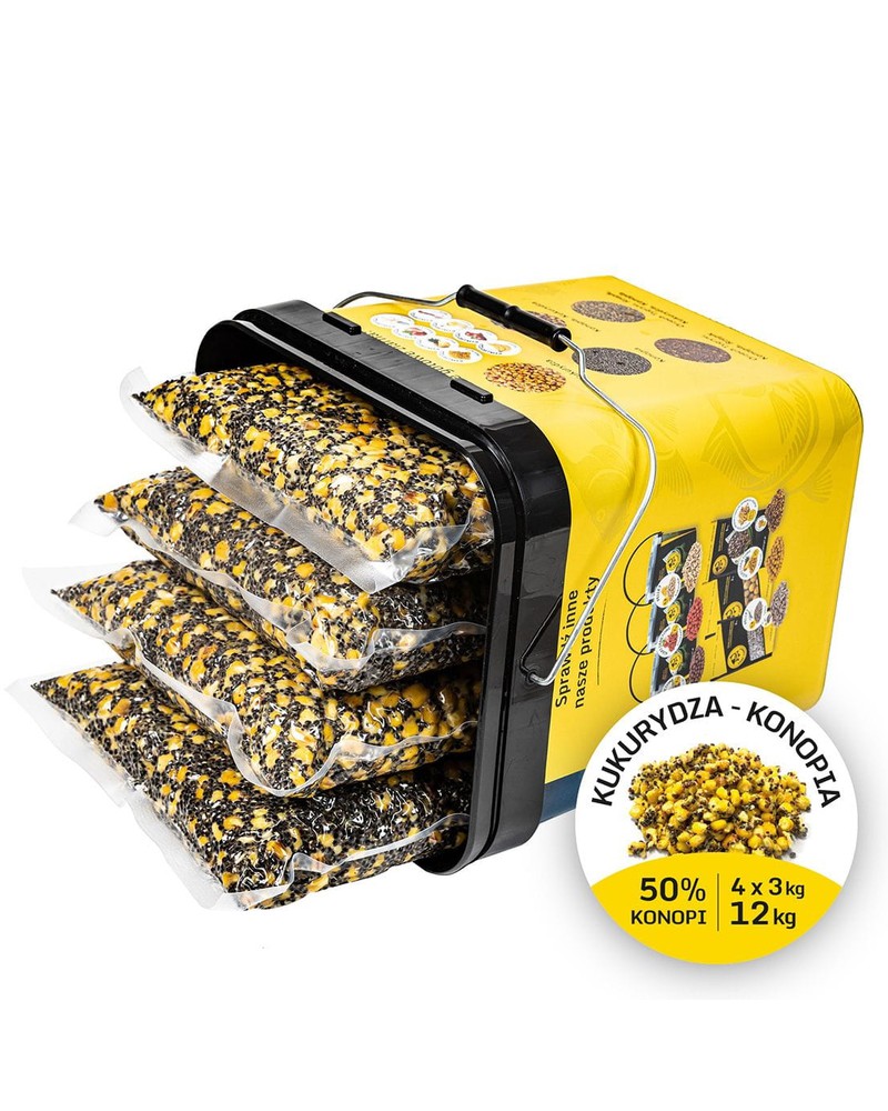 Mix Ziaren Carp Target Na Karpia Kukurydza Konopia 12kg + Wiadro 17l