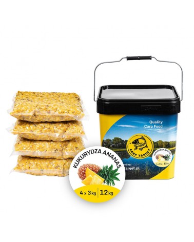 Ziarno Carp Target Gotowa Kukurydza Zanętowa Ananas 12kg(4x3kg) Wiadro 17l