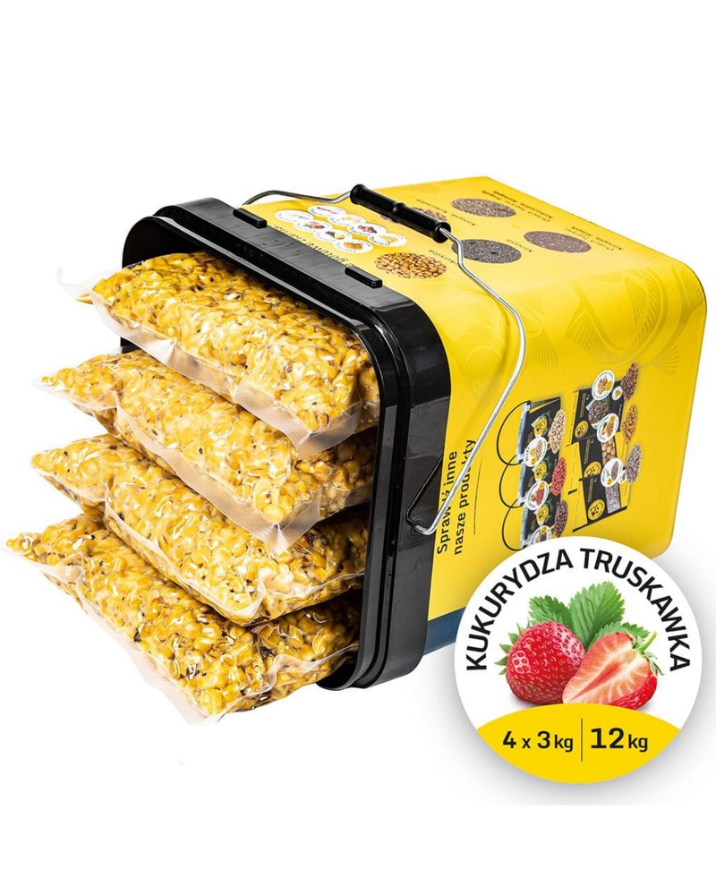 Ziarno Carp Target Gotowa Kukurydza Zanętowa Truskawka 12kg(4x3kg) Wiadro 17l