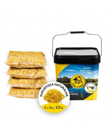 Ziarno Carp Target Gotowa Kukurydza Zanętowa Naturalna 12kg(4x3kg) Wiadro 17l