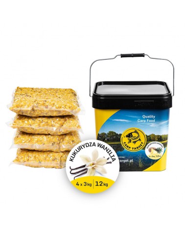 Ziarno Carp Target Gotowa Kukurydza Zanętowa Wanilia 12kg(4x3kg) Wiadro 17l