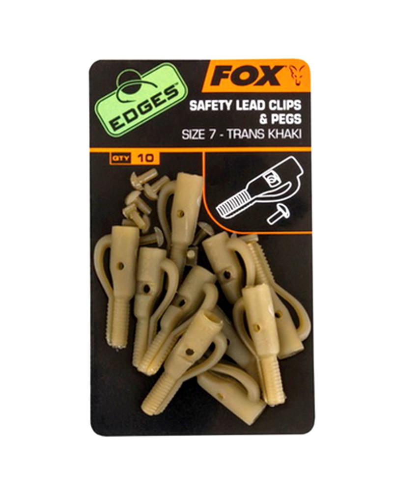 Bezpieczny Klips Z Bolcem Fox Edges Safety Lead Clip+Pegs Nr 7 10szt.