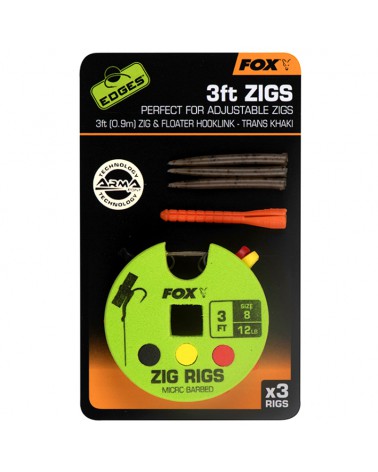 Przypon Karpiowy Fox Edges Do Zig Rig Nr 8 12lb 3ft 0.9m 3szt.