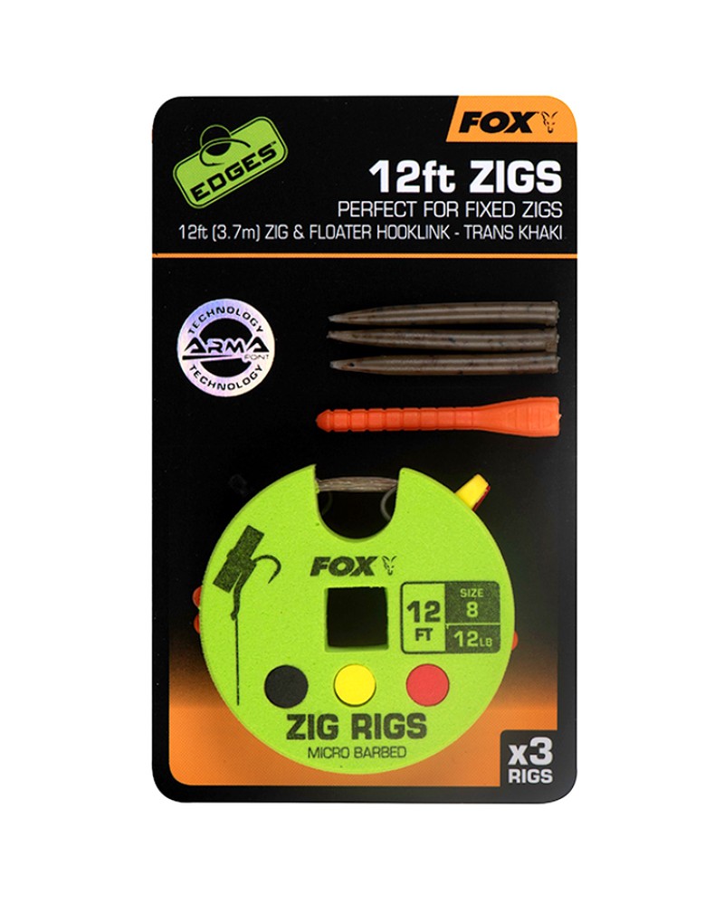 Przypon Karpiowy Fox Edges Do Zig Rig Nr 8 12lb 12ft 3.7m 3szt.