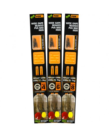 Przypon Karpiowy Fox Edges Wide Gape Beaked Pva Bag Rigs Nr 4 25lb 11.3kg 2szt.