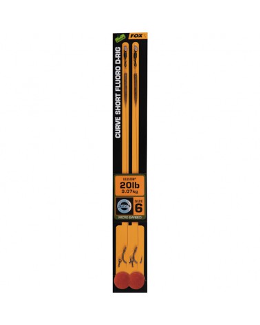 Przypon Karpiowy Fox Edges Curve Short Fluoro D-Rig Nr 6 20lb 9.07kg 2szt.