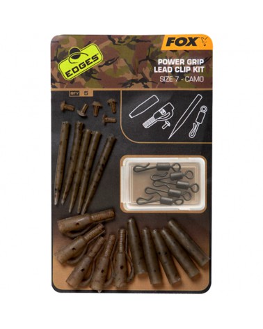 Zestaw Karpiowy Fox Edges Bezpieczny Klips Camo Power Grip Lead Clip Nr 7 5szt.