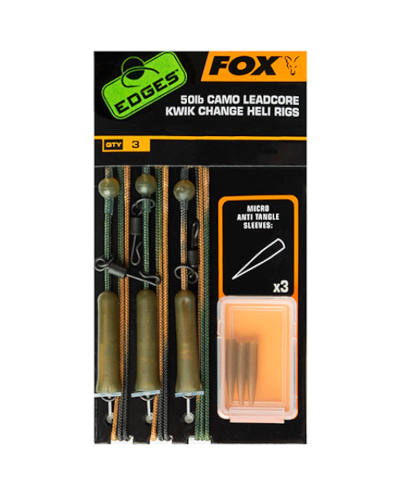 Zestaw Karpiowy Fox Edges Camo Leadcore Kwik Change Heli Rigs 50lb 3szt.