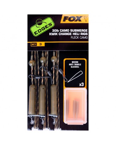 Zestaw Karpiowy Fox Edges Camo Submerge Kwik Change Heli Rigs 30lb 3szt.
