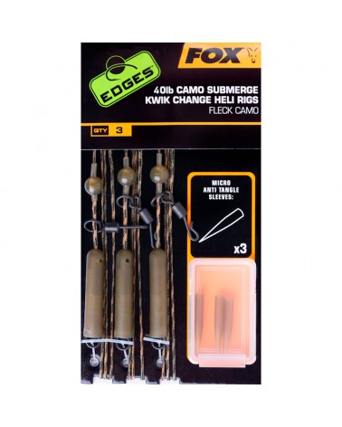 Zestaw Karpiowy Fox Edges Camo Submerge Kwik Change Heli Rigs 40lb 3szt.