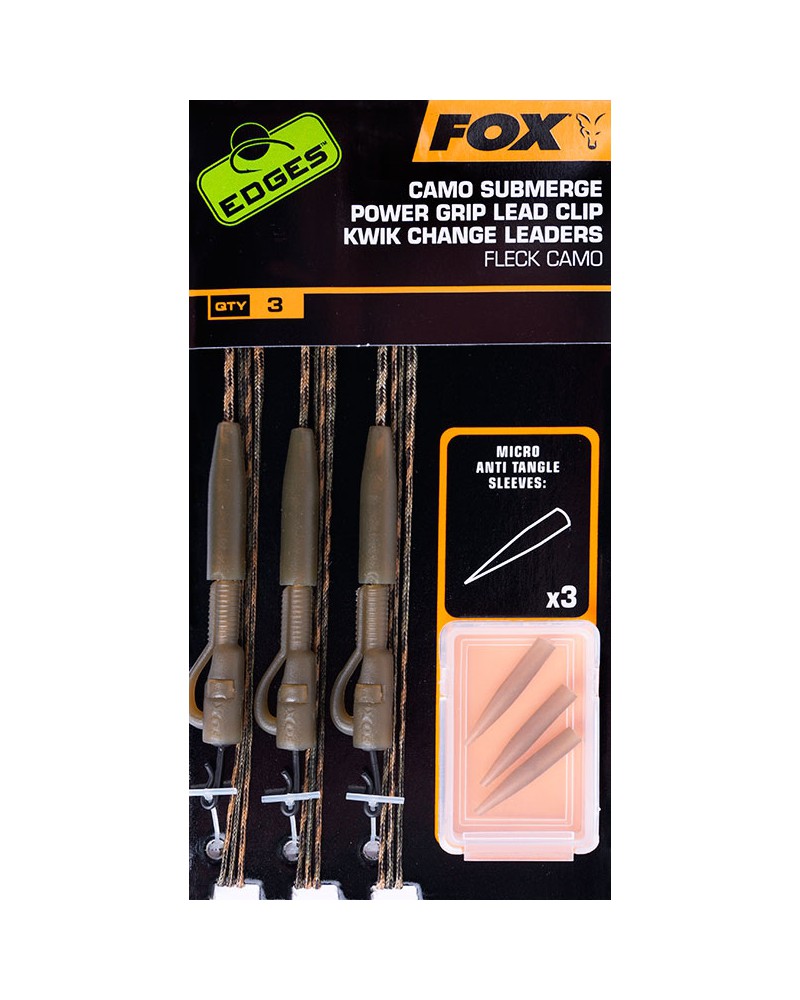 Zestaw Karpiowy Fox Edges Camo Submerge Power Grip Lead Clip Kwik Change Leaders 40lb 3szt.