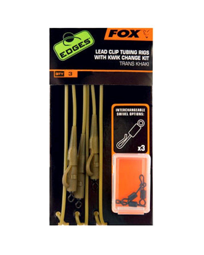 Zestaw Karpiowy Fox Edges Leadclip Tubing Rigs With Kwik Change Kit 3szt.