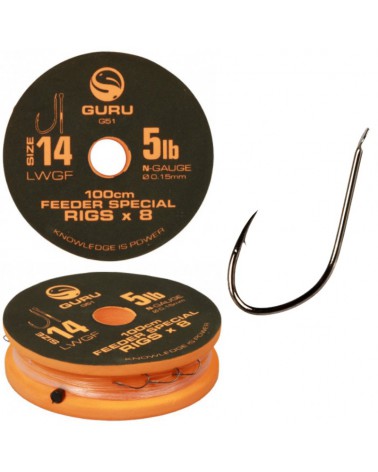 Haczyki Guru Z Przyponem Feeder Special Rig 1m Roz. 18 0.13mm