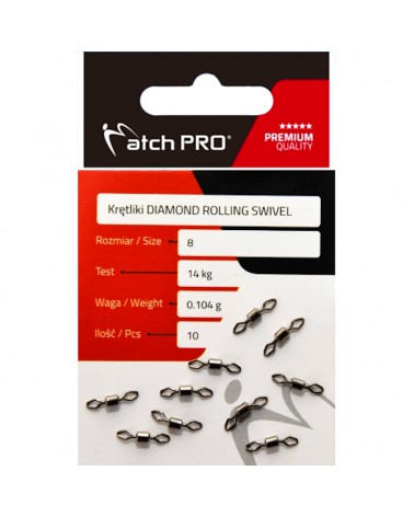 Krętliki Matchpro Diamond Rolling Swivel Nr 8 14kg 10szt.