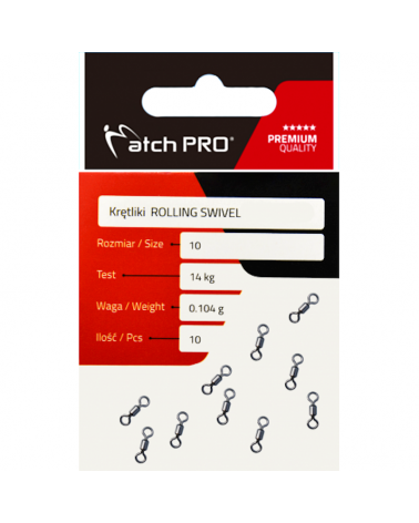 Krętliki Matchpro Rolling Swivel Nr 10 14kg 10szt.