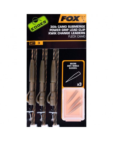 Zestaw Karpiowy Fox Edges Camo Submerge Power Grip Lead Clip Kwik Change Leaders 30lb 3szt.