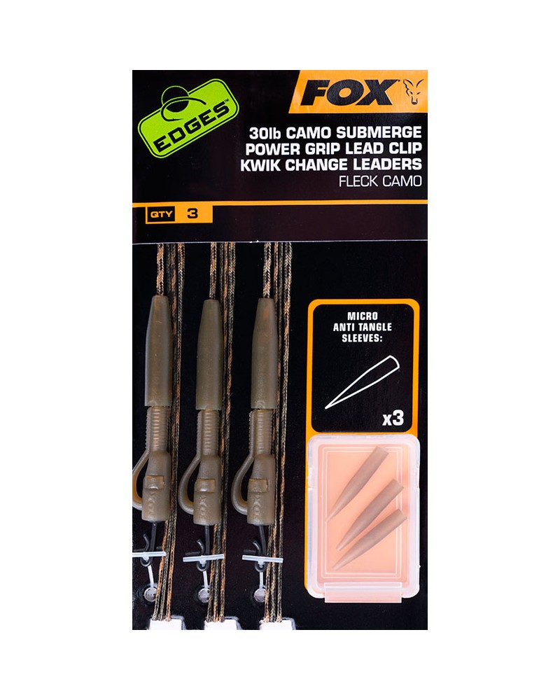 Zestaw Karpiowy Fox Edges Camo Submerge Power Grip Lead Clip Kwik Change Leaders 30lb 3szt.