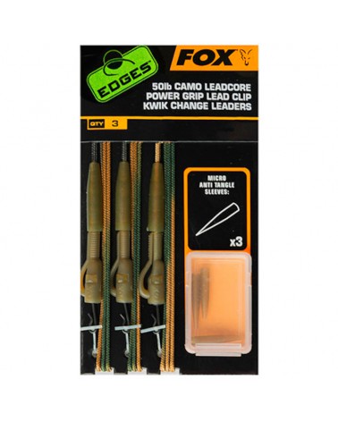 Zestaw Karpiowy Fox Edges Camo Leadcore Power Grip Lead Clip Kwik Change Leaders 50lb 3szt.