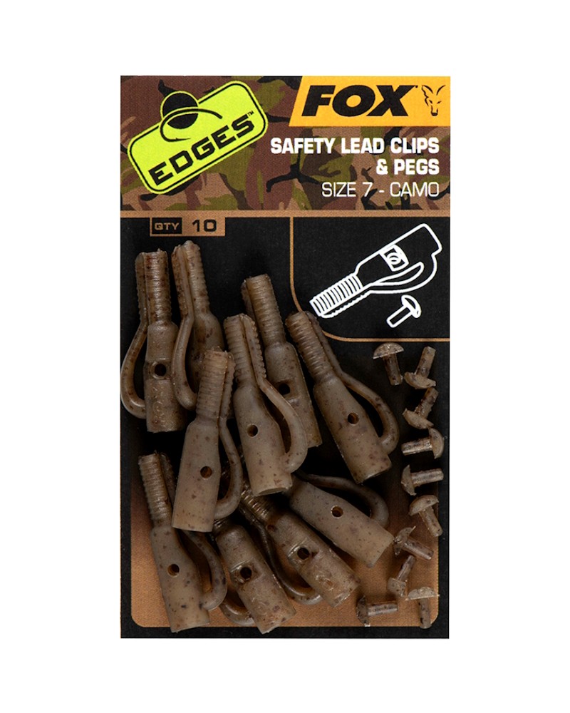 Bezpieczny Klips Fox Edges Camo Safety Lead Clip&Pegs Nr 7 10szt.