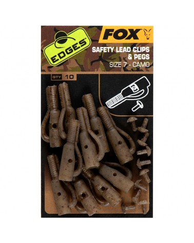 Bezpieczny Klips Fox Edges Camo Safety Lead Clip&Pegs Nr 7 10szt.