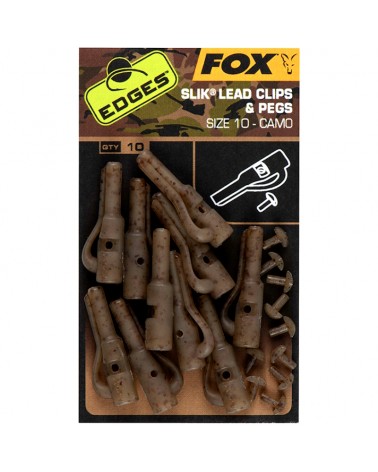 Bezpieczny Klips Fox Edges Camo Slik Lead Clip&Pegs Nr 10 10szt.