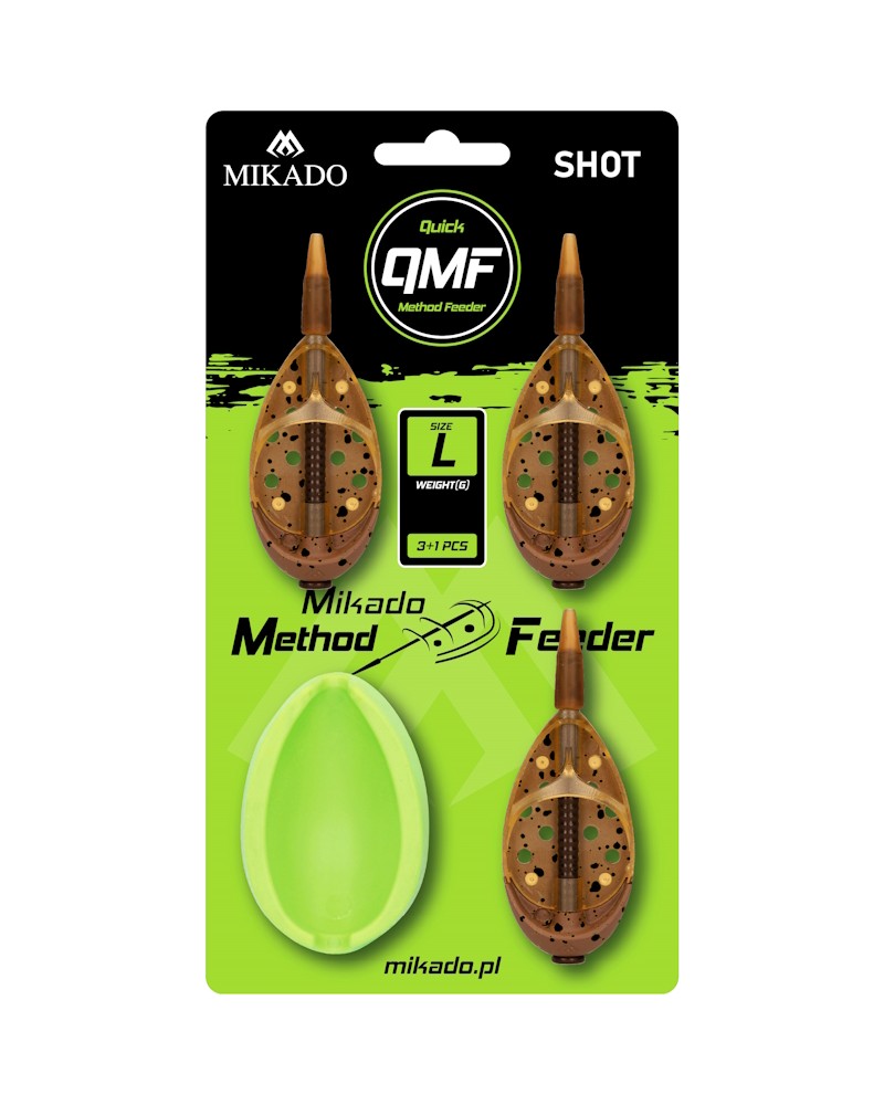 Koszyk Method Feeder Mikado Shot Q.M.F. Set L Zestaw 20+30+40g + Foremka