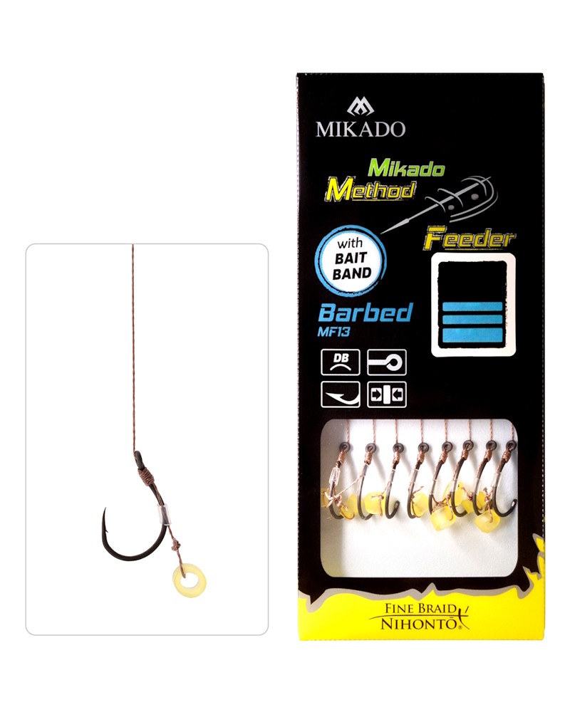 Przypon Mikado Method Feeder Z Gumką Hak Z Zadziorem Nr 6 Plecionka 0.16mm 10cm 8szt.