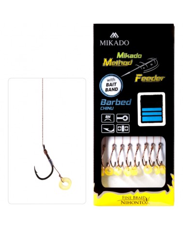 Przypon Mikado Method Feeder Z Gumką Hak Z Zadziorem Nr 6 Plecionka 0.16mm 10cm 8szt.