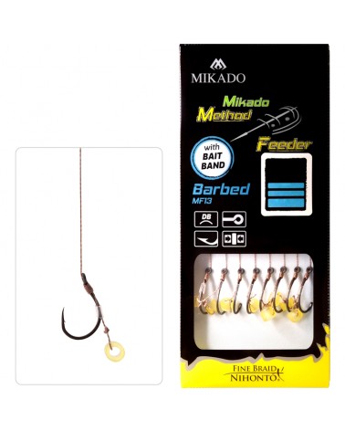 Przypon Mikado Method Feeder Z Gumką Hak Z Zadziorem Nr 10 Plecionka 0.12mm 10cm 8szt.