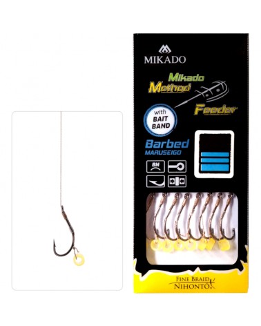 Przypon Mikado Method Feeder Z Gumką Hak Z Zadziorem Nr 12 Plecionka 0.12mm 10cm 8szt.