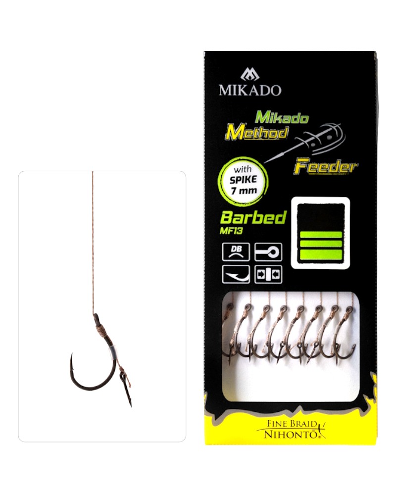 Przypon Mikado Method Feeder Z Igłą Hak Z Zadziorem Nr 4 Plecionka 0.16mm 10cm 8szt.