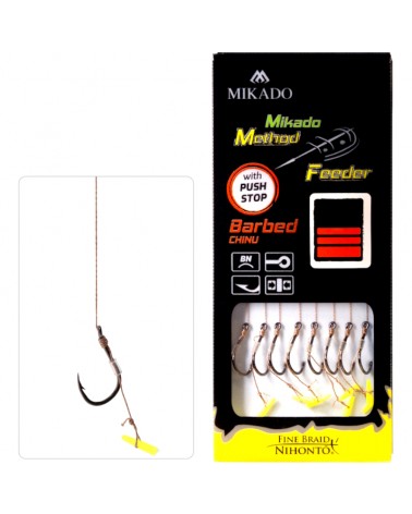 Przypon Mikado Method Feeder Z Push Stopem Hak Z Zadziorem Nr 10 Plecionka 0.12mm 10cm 8szt.