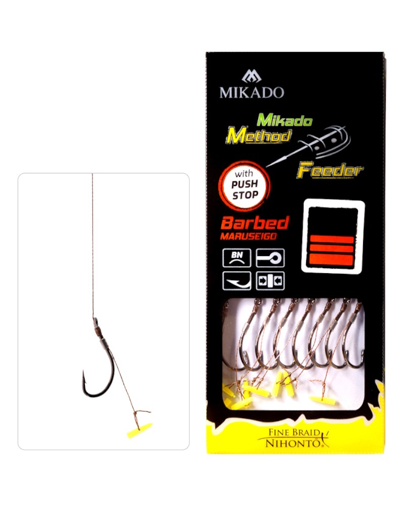 Przypon Mikado Method Feeder Z Push Stopem Hak Z Zadziorem Nr 4 Plecionka 0.16mm 10cm op.8szt.