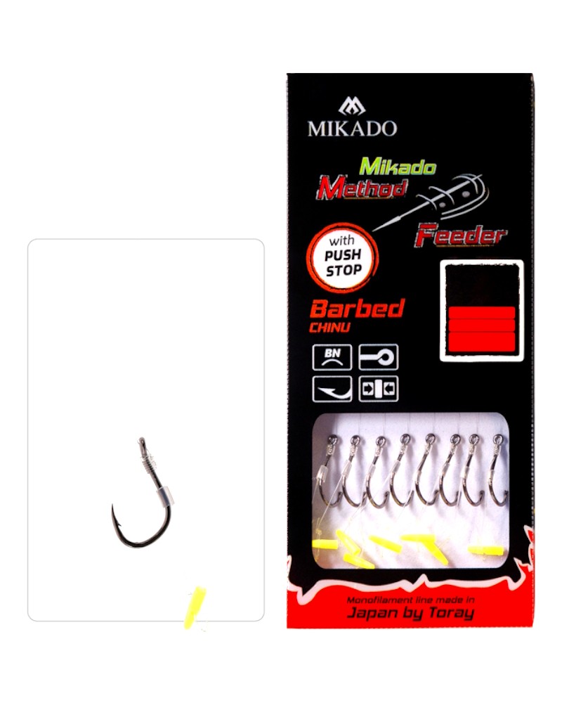 Przypon Mikado Method Feeder Z Push Stopem Hak Z Zadziorem Nr 6 Żyłka 0.28mm 10cm op.8szt.