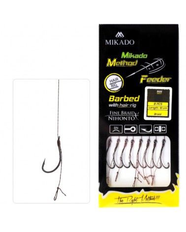 Przypon Mikado Method Feeder Z Włosem Hak Z Zadziorem Nr 10 Plecionka 0.12mm 10cm op.8szt.