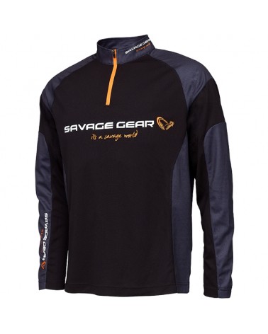 Koszulka Savage Gear Tournament Gear Shirt 1/2 Zip L Black Ink