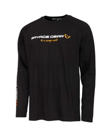 Koszulka Savage Gear Z Długim Rękawem Signature Logo Long Sleeve T-Shirt M Black Caviar