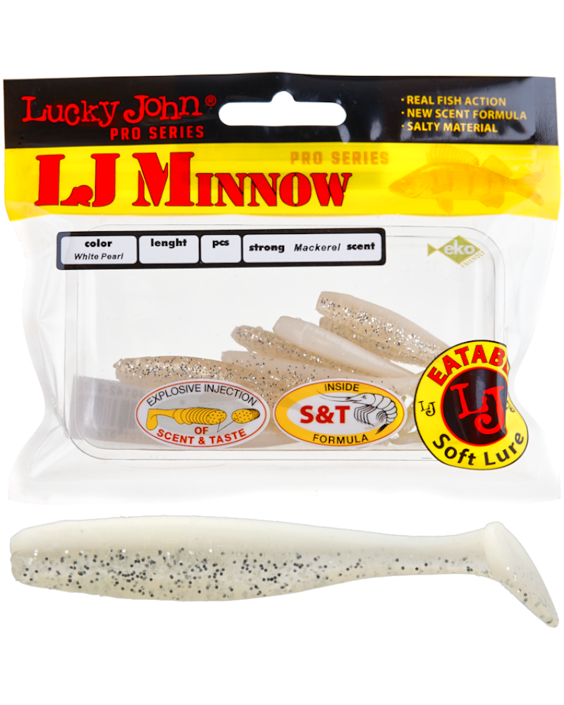 Guma Ripper Lucky John Minnow 2.2" 5.6cm T47 White Pearl 10szt.