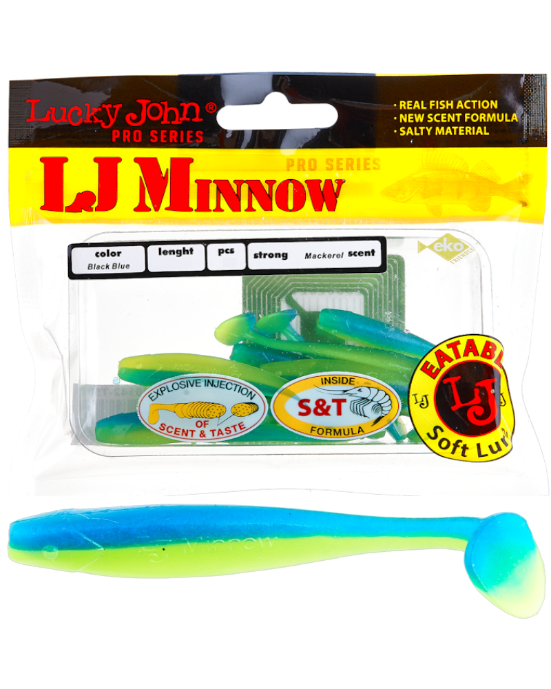 Guma Ripper Lucky John Minnow 2.2" 5.6cm T50 Black Blue 10szt.