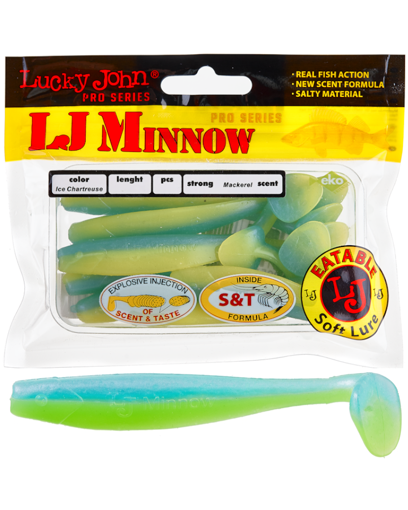 Guma Ripper Lucky John Minnow 3.3" 8.4cm T57 Ice Chartreuse 7szt.