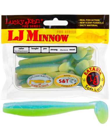 Guma Ripper Lucky John Minnow 3.3" 8.4cm T57 Ice Chartreuse 7szt.