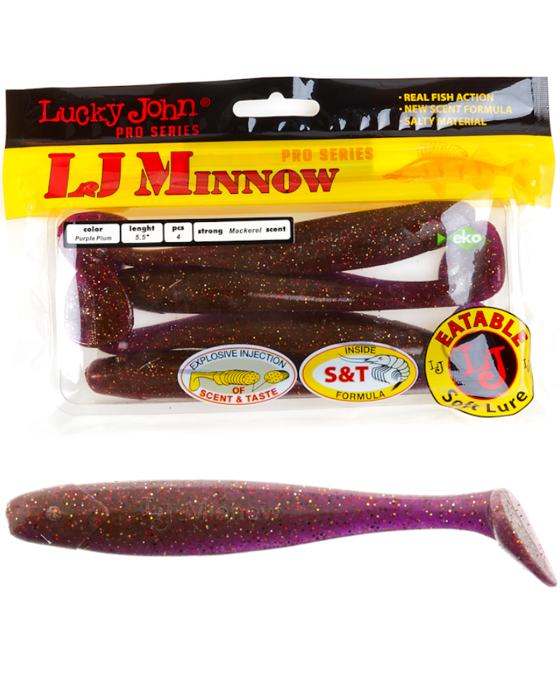 Guma Ripper Lucky John Minnow 5.5" 13.9cm S13 Purple Plum 4szt.