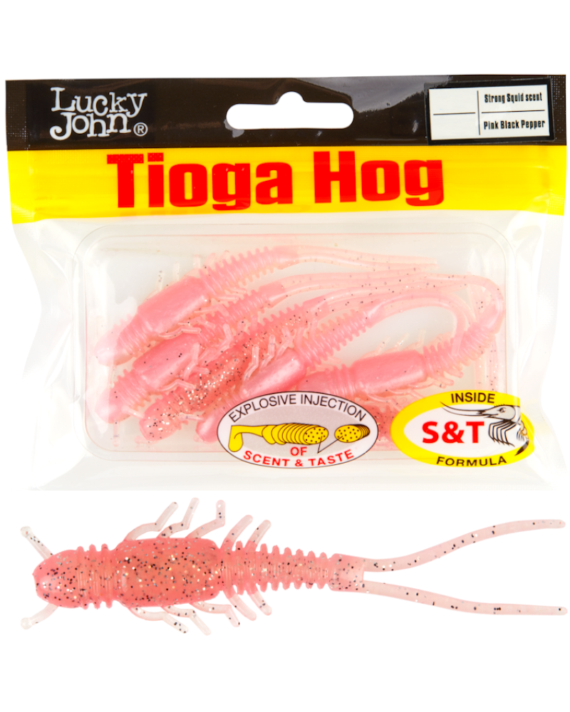 Guma Robak Lucky John Tioga Hog 2.5" 6.35cm T64 Pink Black Pepper 9szt.