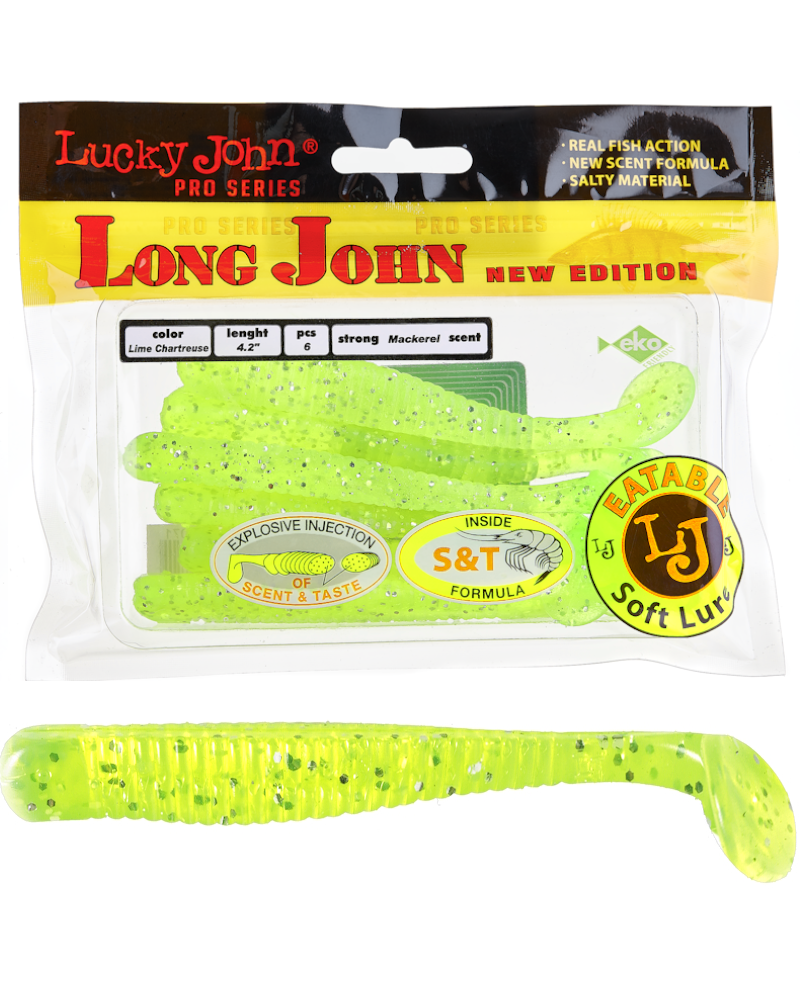 Guma Ripper Lucky John Long John 4.2" 10.7cm 071 Lime Chartreuse 6szt.