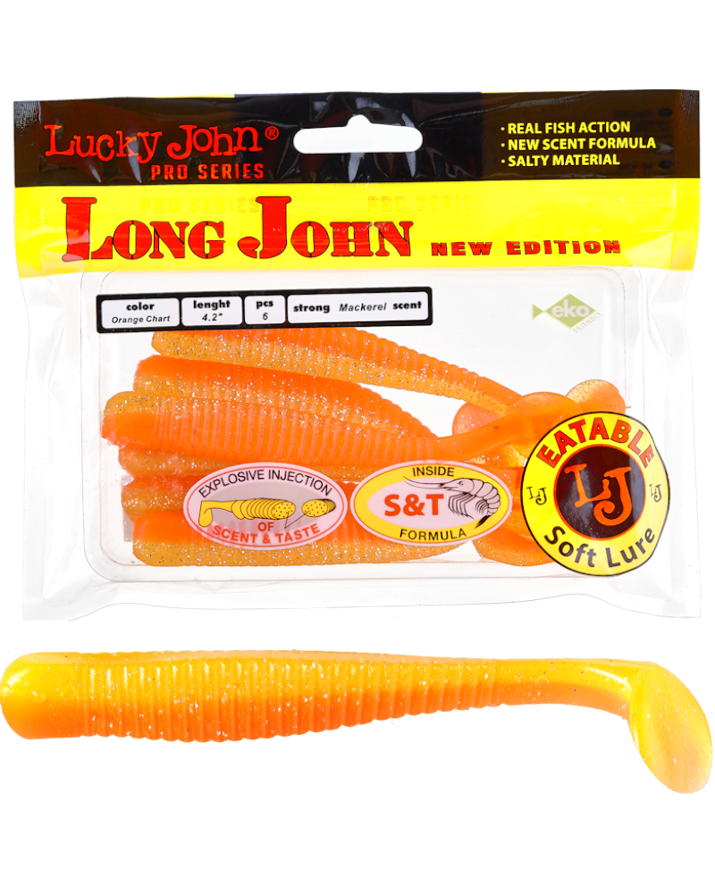Guma Ripper Lucky John Long John 4.2" 10.7cm T26 Orange Chart 6szt.