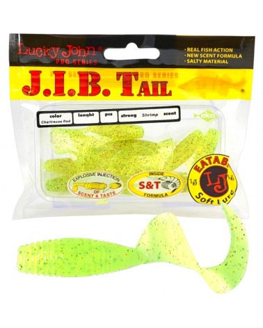 Guma Twister Lucky John J.I.B. Tail 2" 5cm S15 Chartreuse Red 10szt.