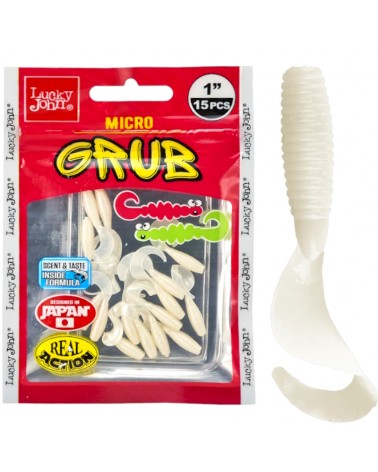 Guma Twister Lucky John Micro Grub 1" 2.5cm 026 Pearl 15szt.